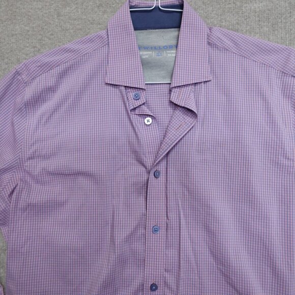 Twillory Mens Shirt Large 16 Pink Plaid Tailored Fit Performance - Picture 1 of 6